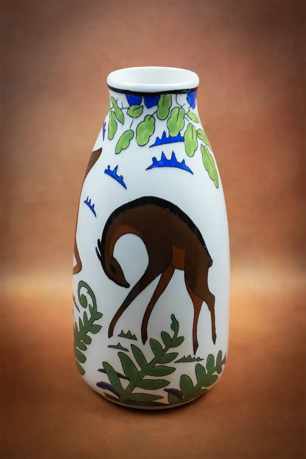Vase Keramis à décor de cerfs (D. 1434) photo vintage