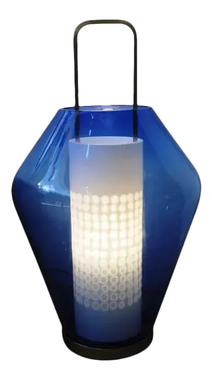 Barovier & Toso   Blue Lanterna Lamp By Barovier & Toso