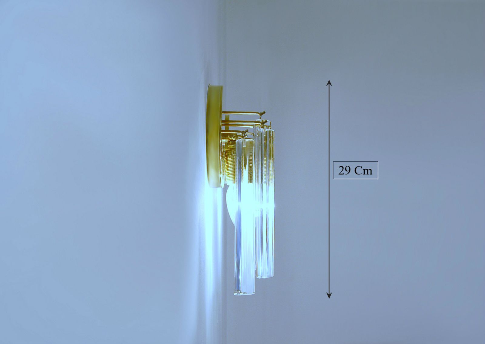Pair Of Wall Lamp Waterfall / Brass And Murano Glass / Fontana Arte Style photo Lighting