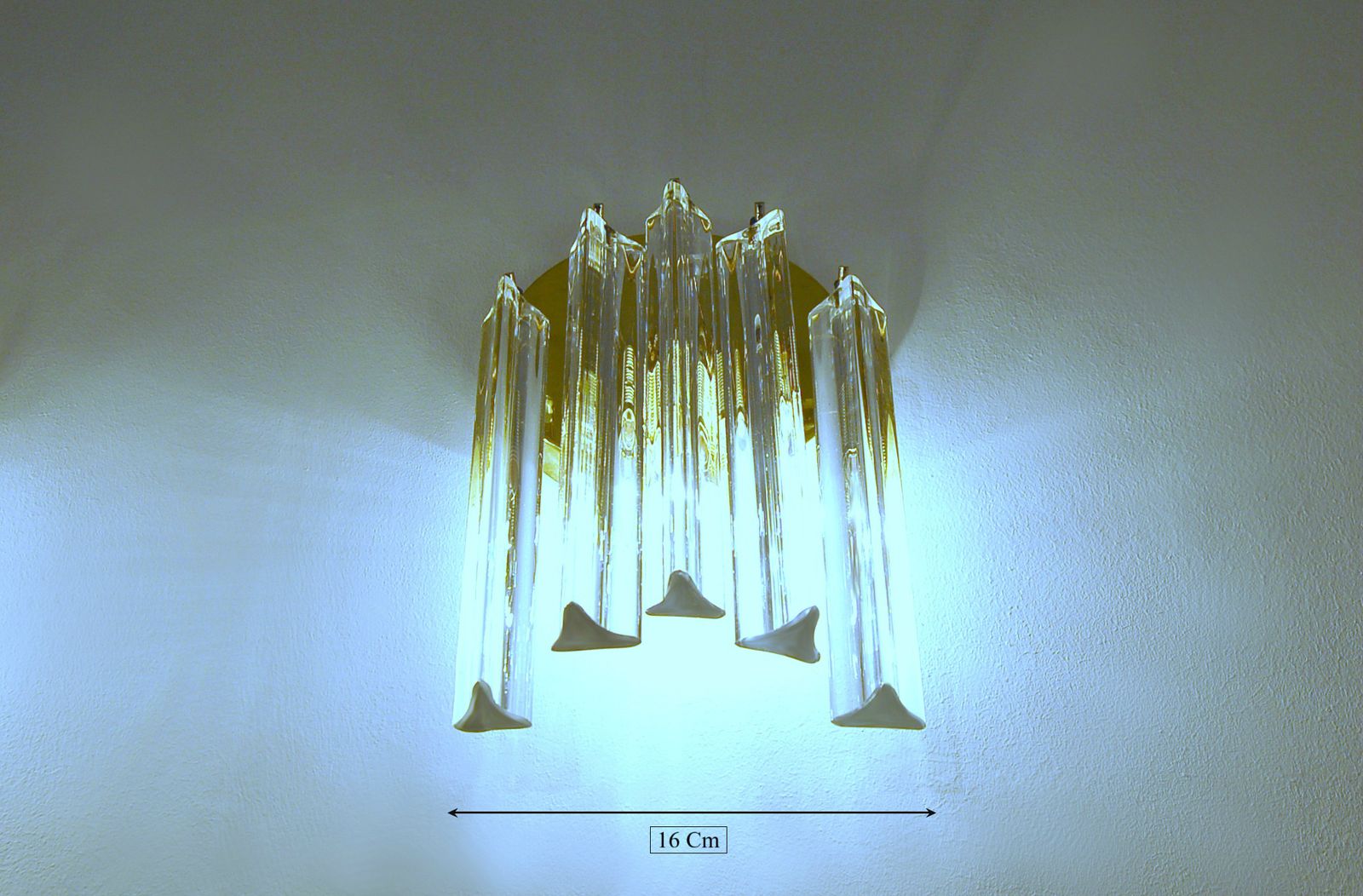 Pair Of Wall Lamp Waterfall / Brass And Murano Glass / Fontana Arte Style photo buy