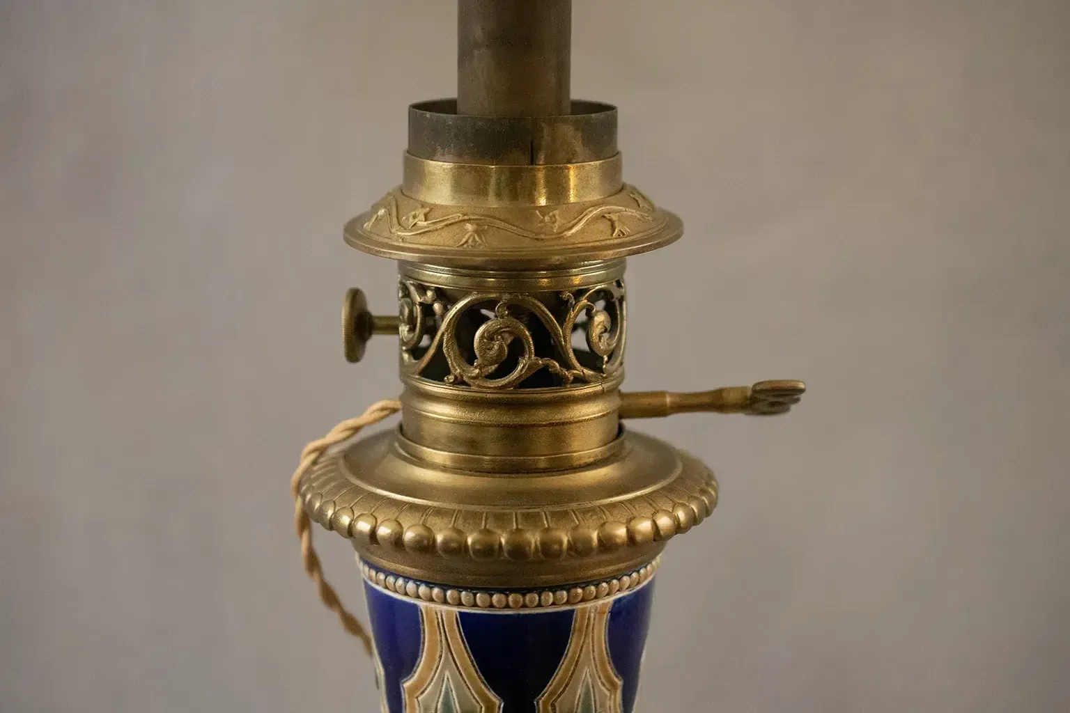 Pair Of Longwy Vases Mounted As Lamps, Late 19th Century photo for sale