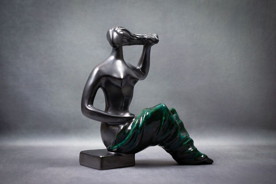 “Lady”, Ceramic Sculpture Of A Seated Woman By Jitka Forejtova photo for sale
