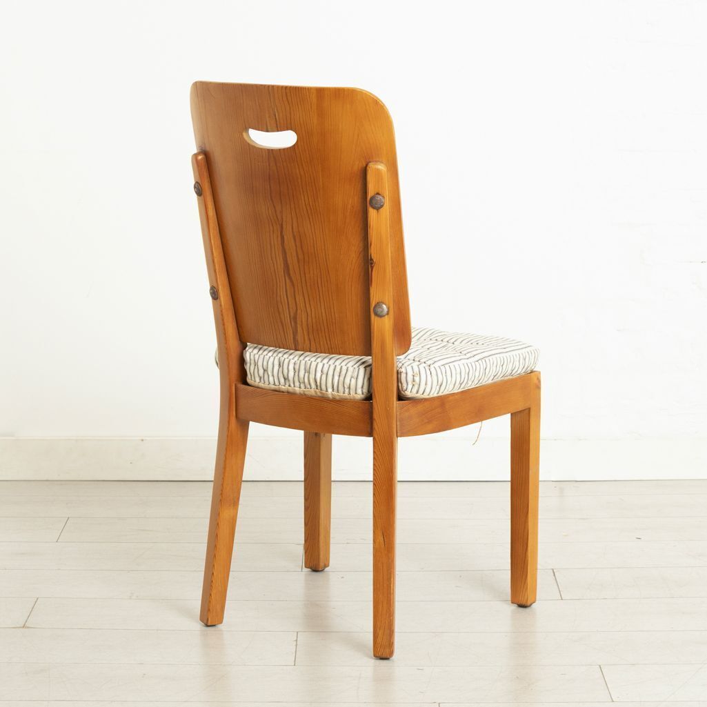 Set Of 8 Swedish Pine Sportstuga Mobler Chairs In The Manner Of Axel Hjorth, With Original Ticking Cushions & Webbing photo 4750.0
