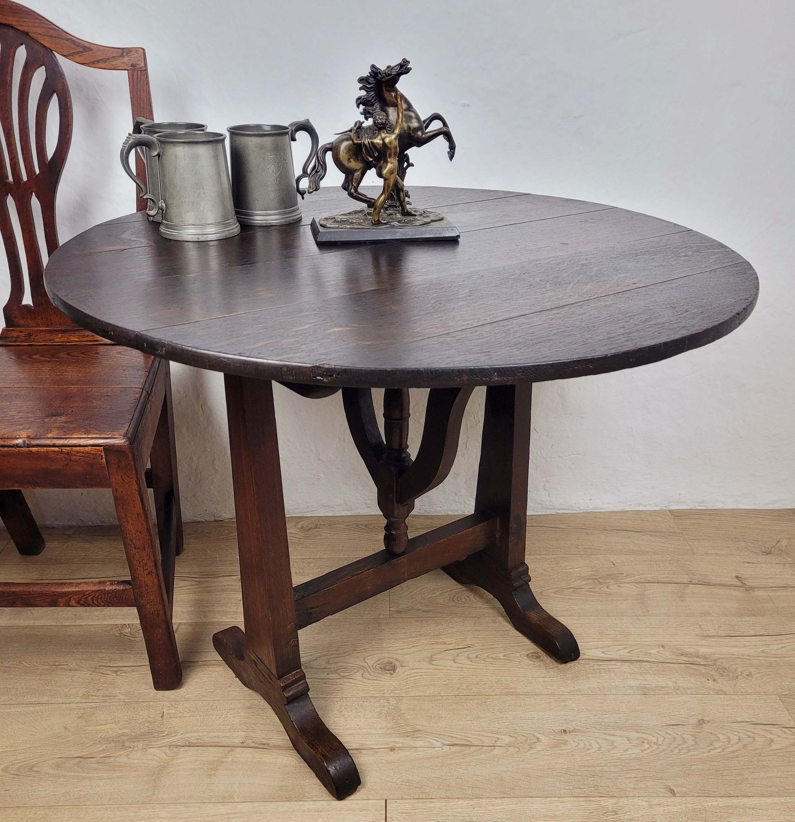 Vigneron Wine Tasting Table French Tilt Top Oak 19th Century