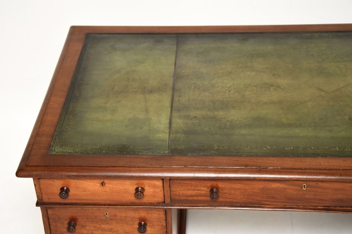 Antique Victorian Walnut Leather Top Pedestal Desk photo 2925.0
