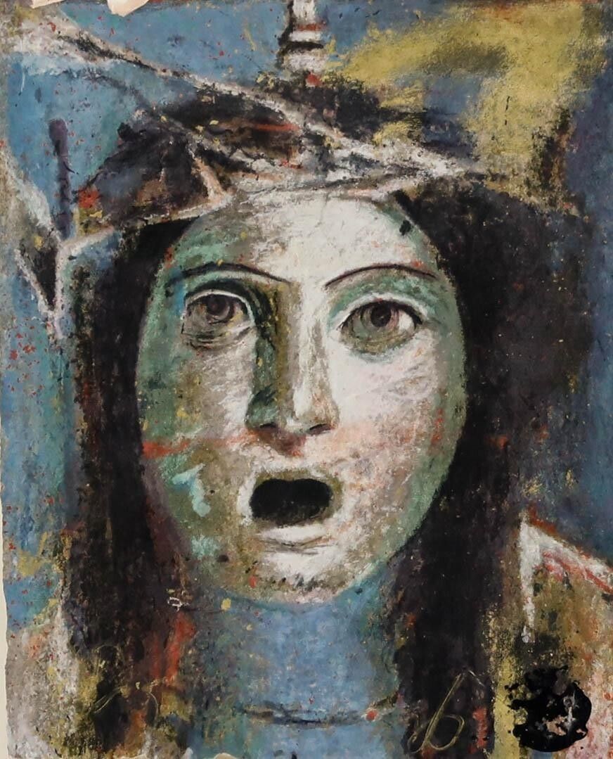 Gerti Bierenbroodspot (B. 1940)   20th Century Lithograph, Pompeii Head photo furniture