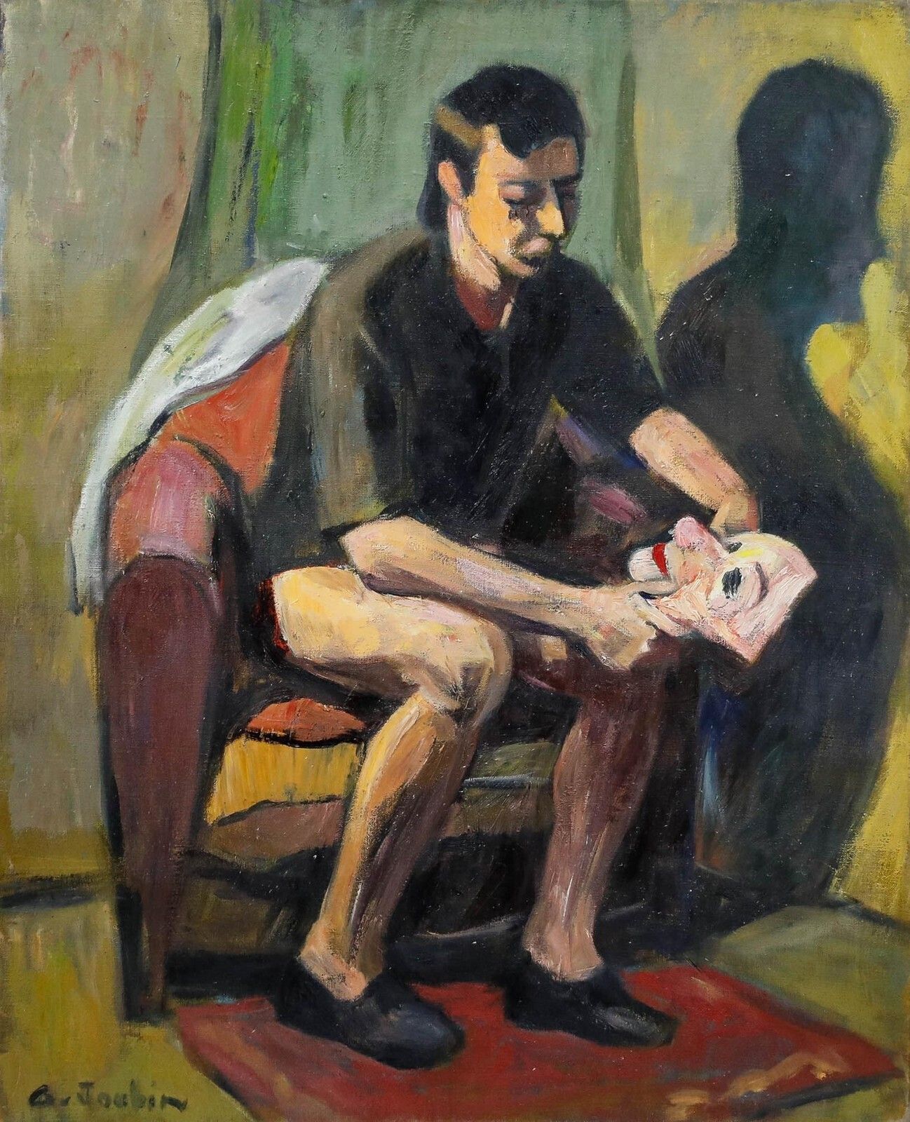 Georges Joubin (1888 1983)   Mid 20th Century Oil, The Actor photo furniture