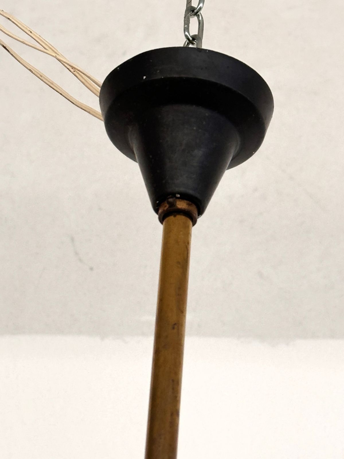 Stilnovo Italian Brass And Opaline Glass Chandelier, 1950s photo vinterior