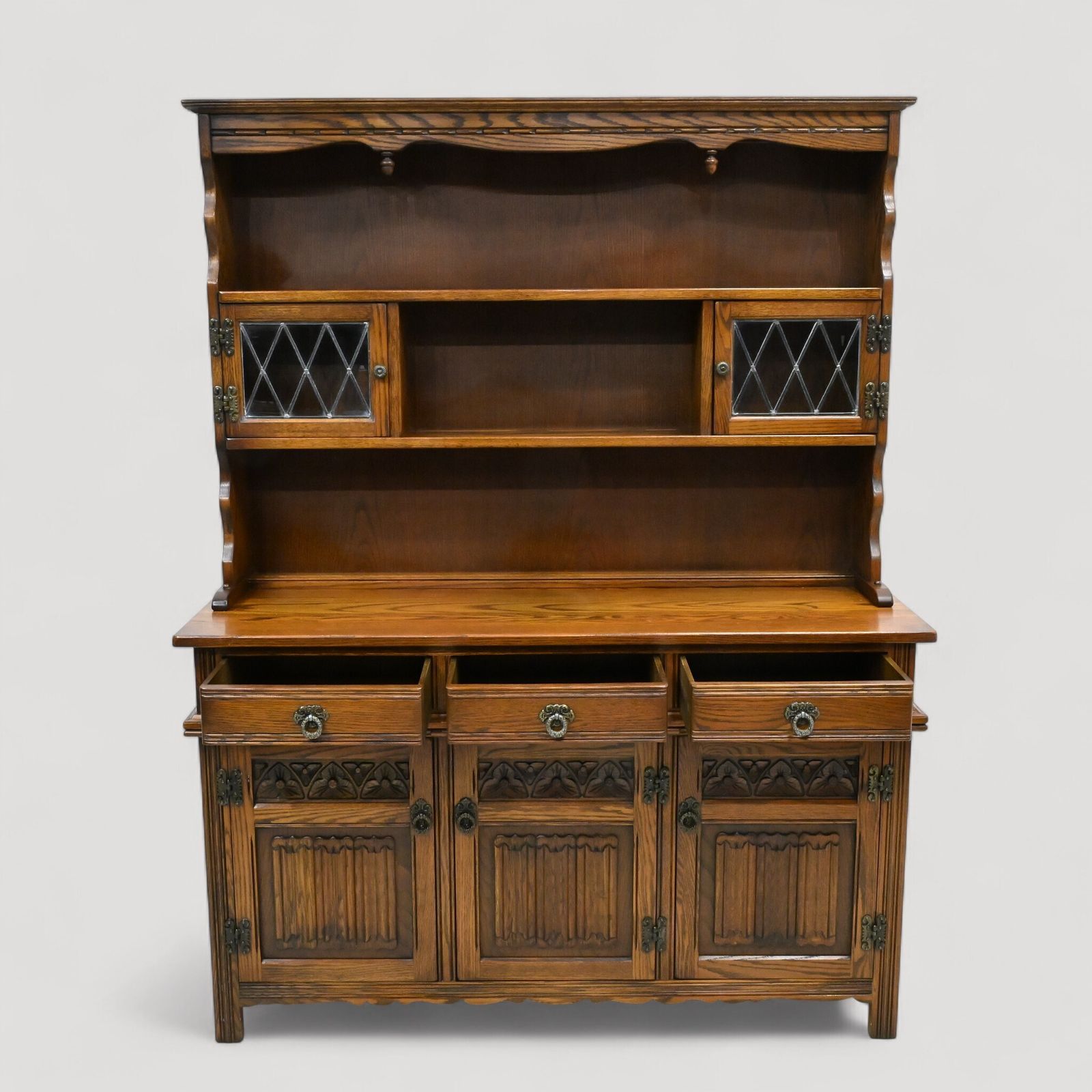 photo vintage Old Charm Oak Dresser In Tudor Brown 4ft 6" Wide Door & Drawer Free Uk Delivery*