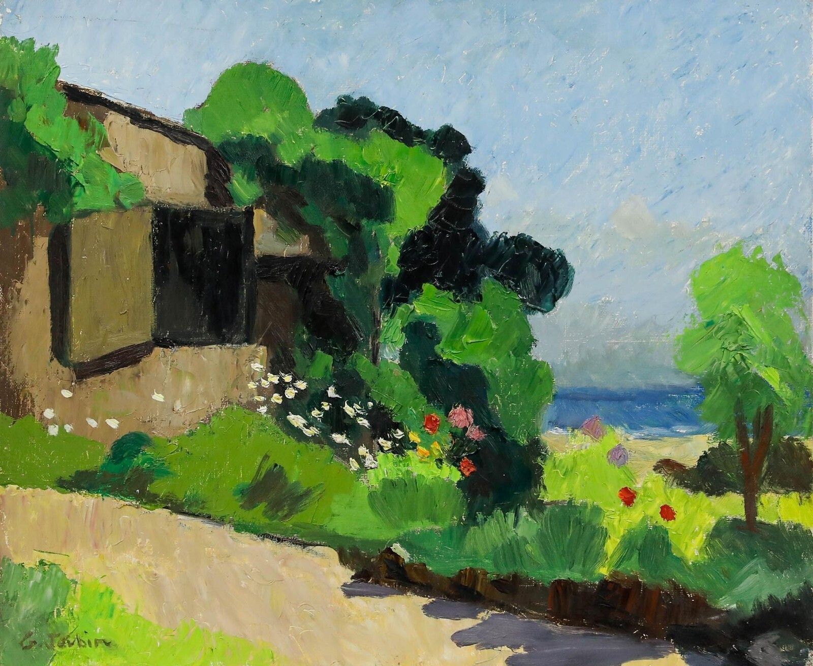 Georges Joubin (1888 1983)   Mid 20th Century Oil, Garden In Summer photo furniture
