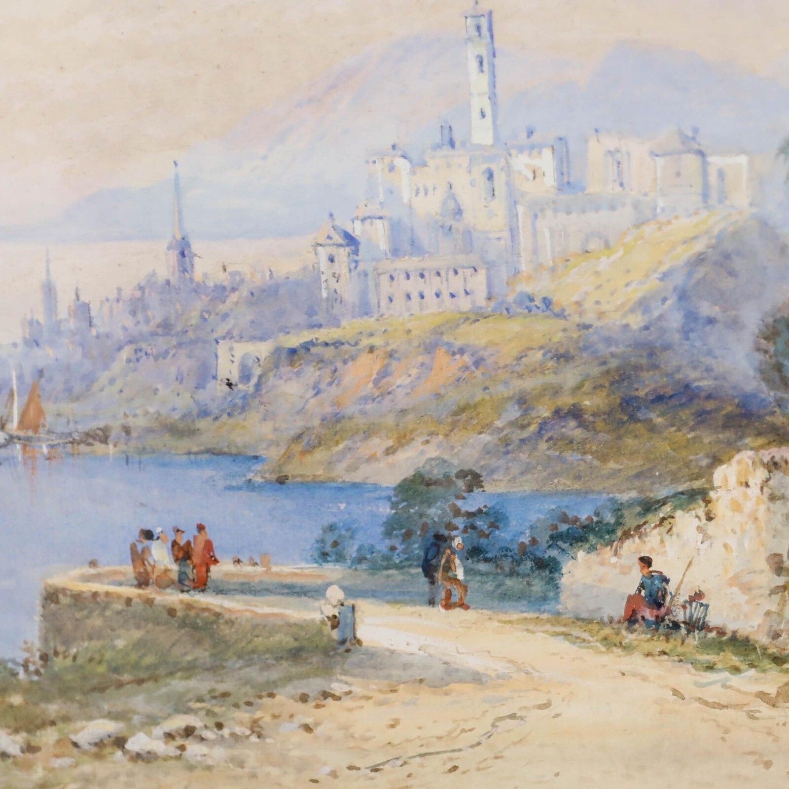 Edwin St John (1878 1961)   1901 Watercolour, View Of The Town photo Art