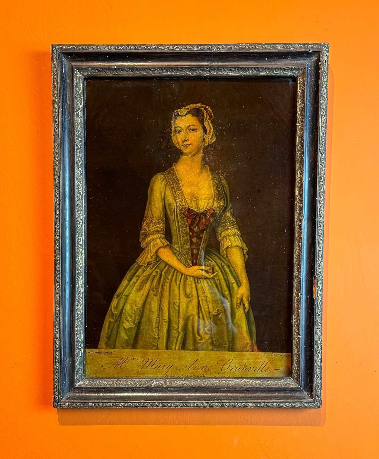 Georgian Reverse Glass Mezzotint Of Mrs Mary Anne Grenville photo 295.0