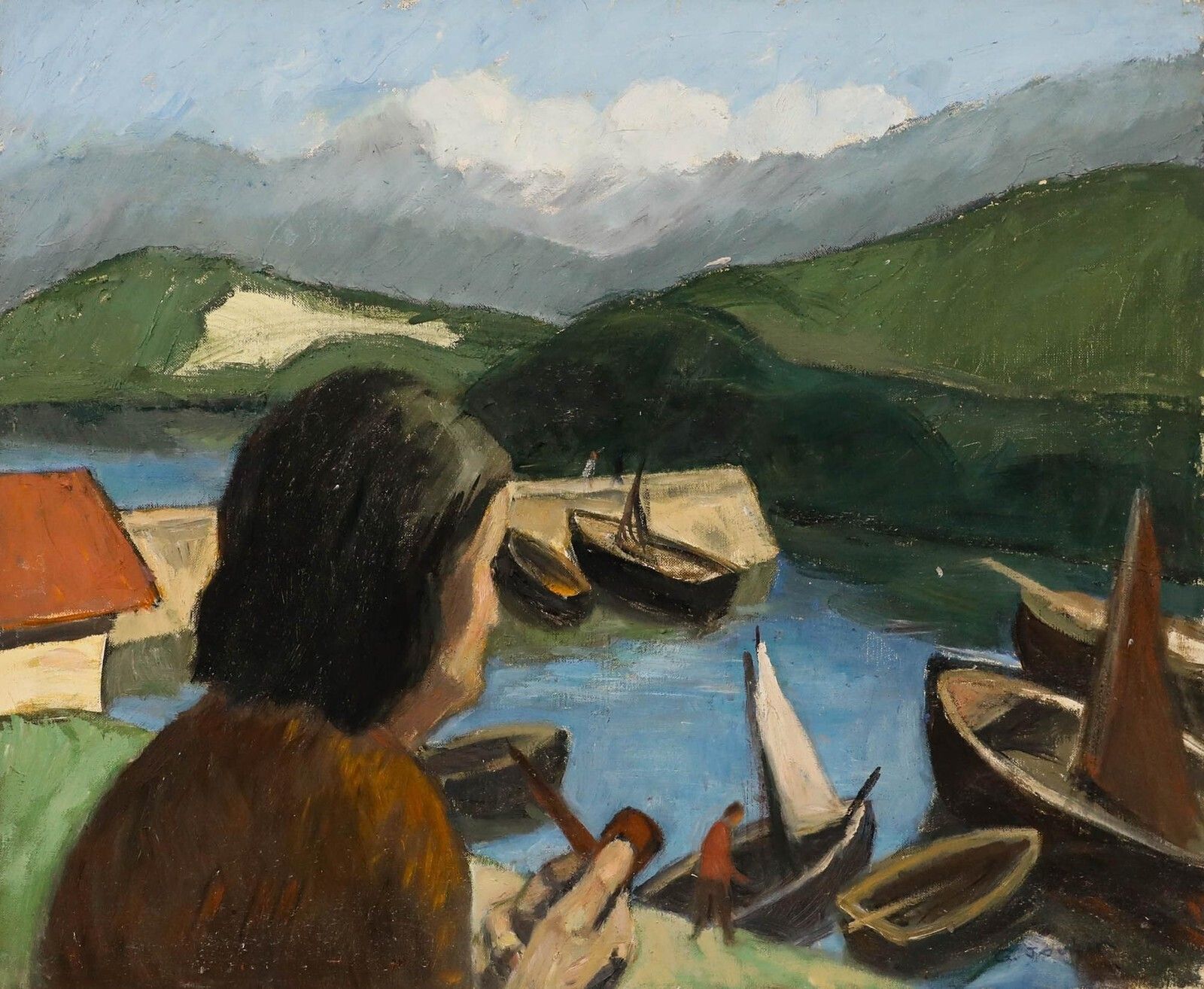 Georges Joubin (1888 1983)   20th Century Oil, View Of The Harbour photo furniture