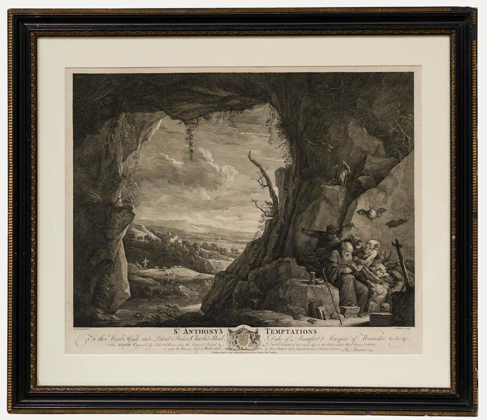 L. Sullivan After D. Teniers   18th Century Engraving, St. Anthony's Temptations