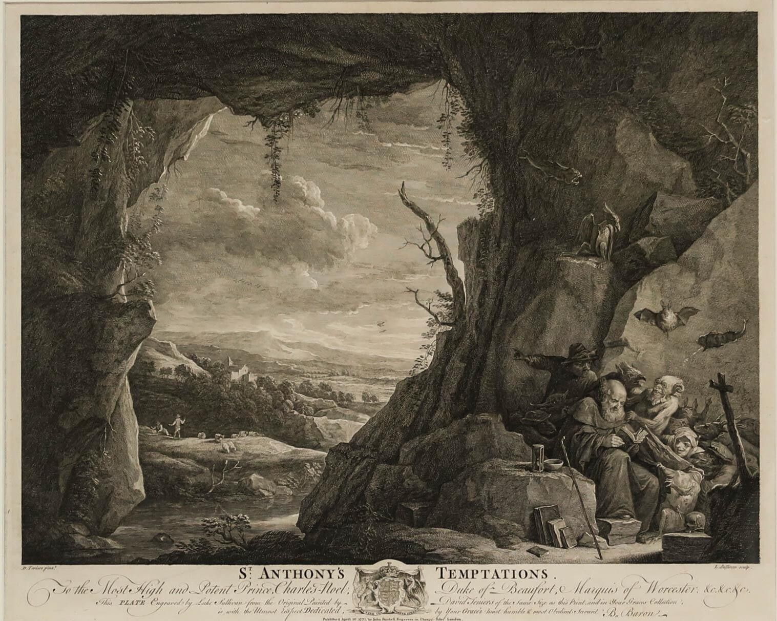 L. Sullivan After D. Teniers   18th Century Engraving, St. Anthony's Temptations photo furniture