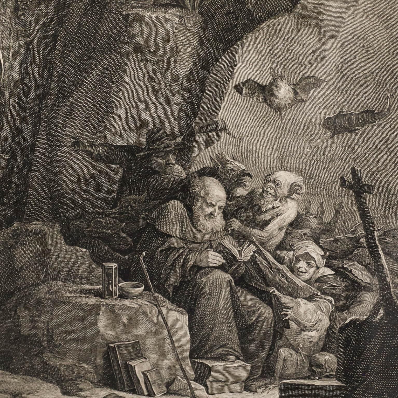 L. Sullivan After D. Teniers   18th Century Engraving, St. Anthony's Temptations photo 325.0