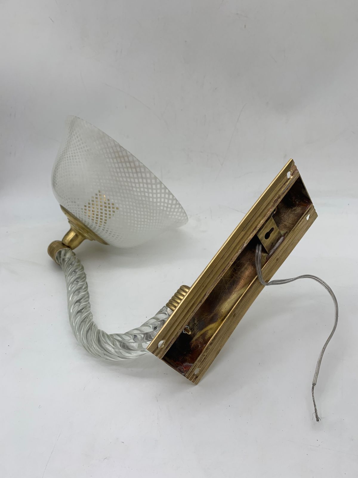 Pair Of Wall Lamps Attributed To Venini Reticello Made In Italy photo vinterior