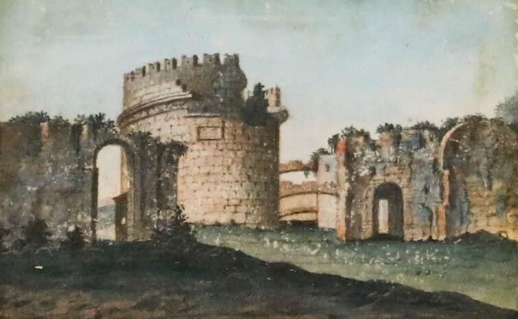 Italian School 19th Century Watercolour   The Tomb Of Caecilia Metella photo furniture