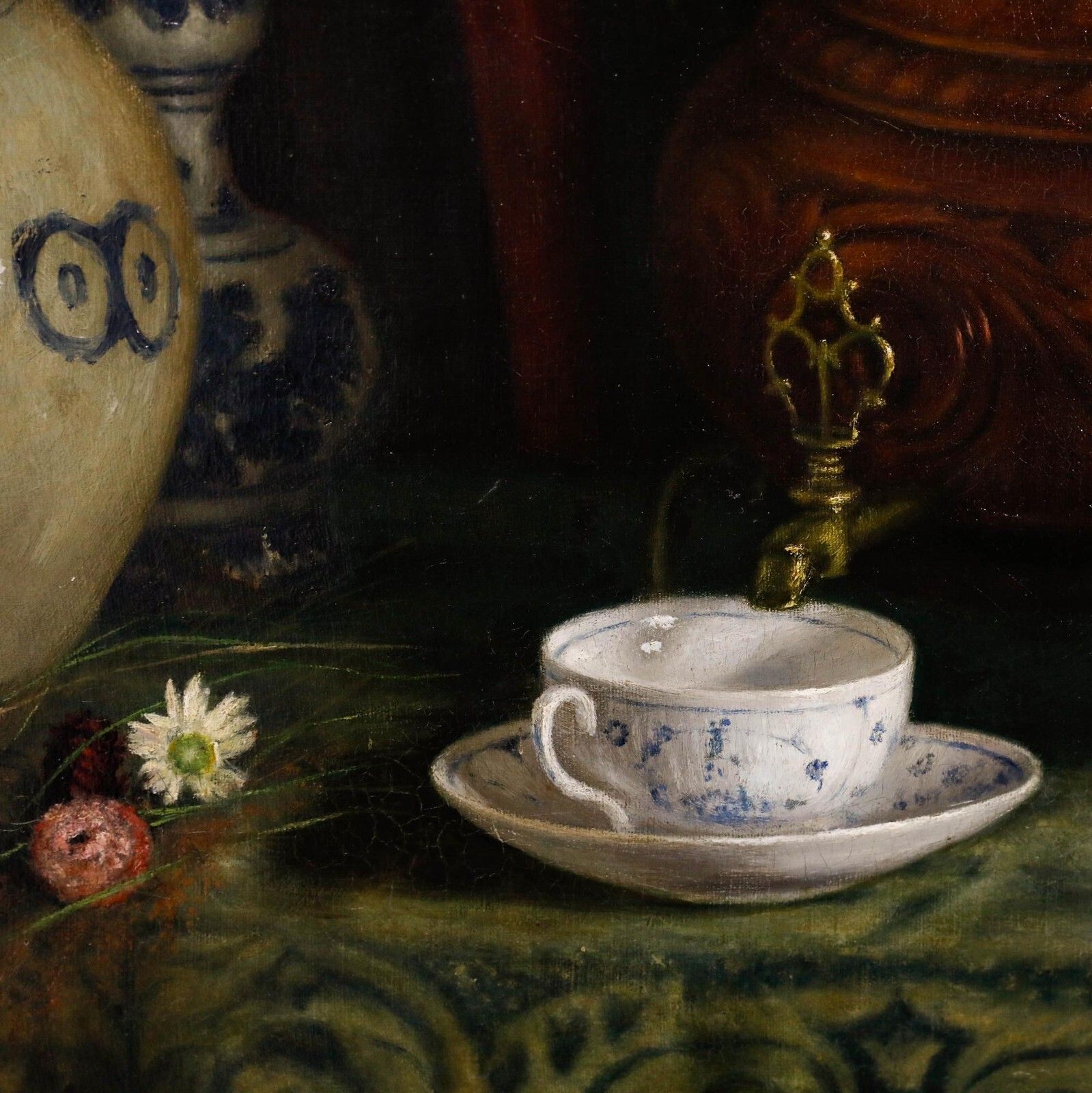 Fine Late 19th Century Oil   Still Life With Samovar photo Art
