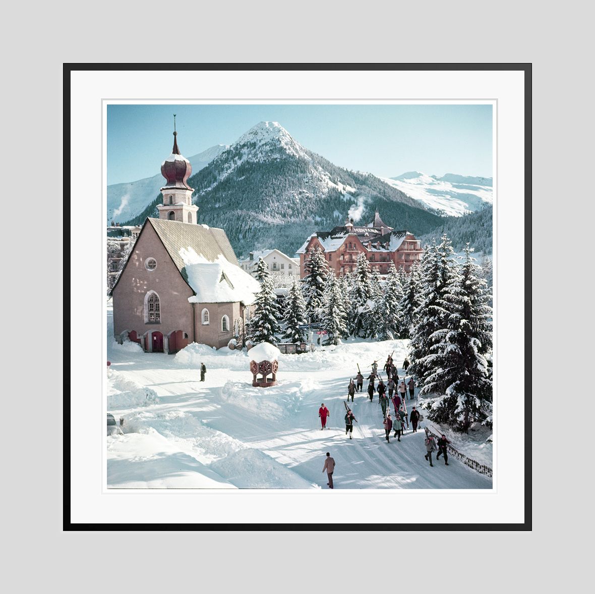 Toni Frissell 'Klosters Promenade' Archival Pigment Print Framed In Black photo furniture