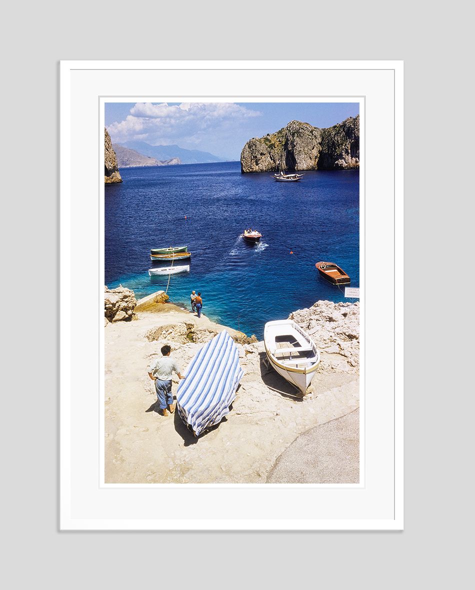 Toni Frissell 'Capri Boats' Archival Pigment Print Framed In White photo furniture