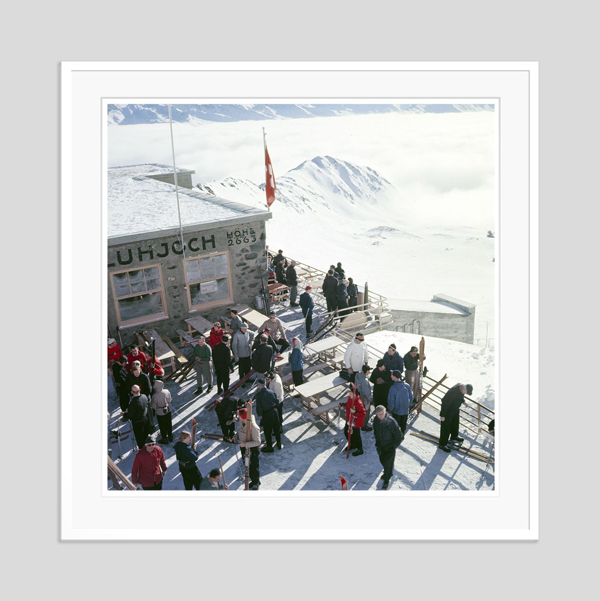 Toni Frissell 'Ski Lift' Archival Pigment Print Framed In White photo furniture