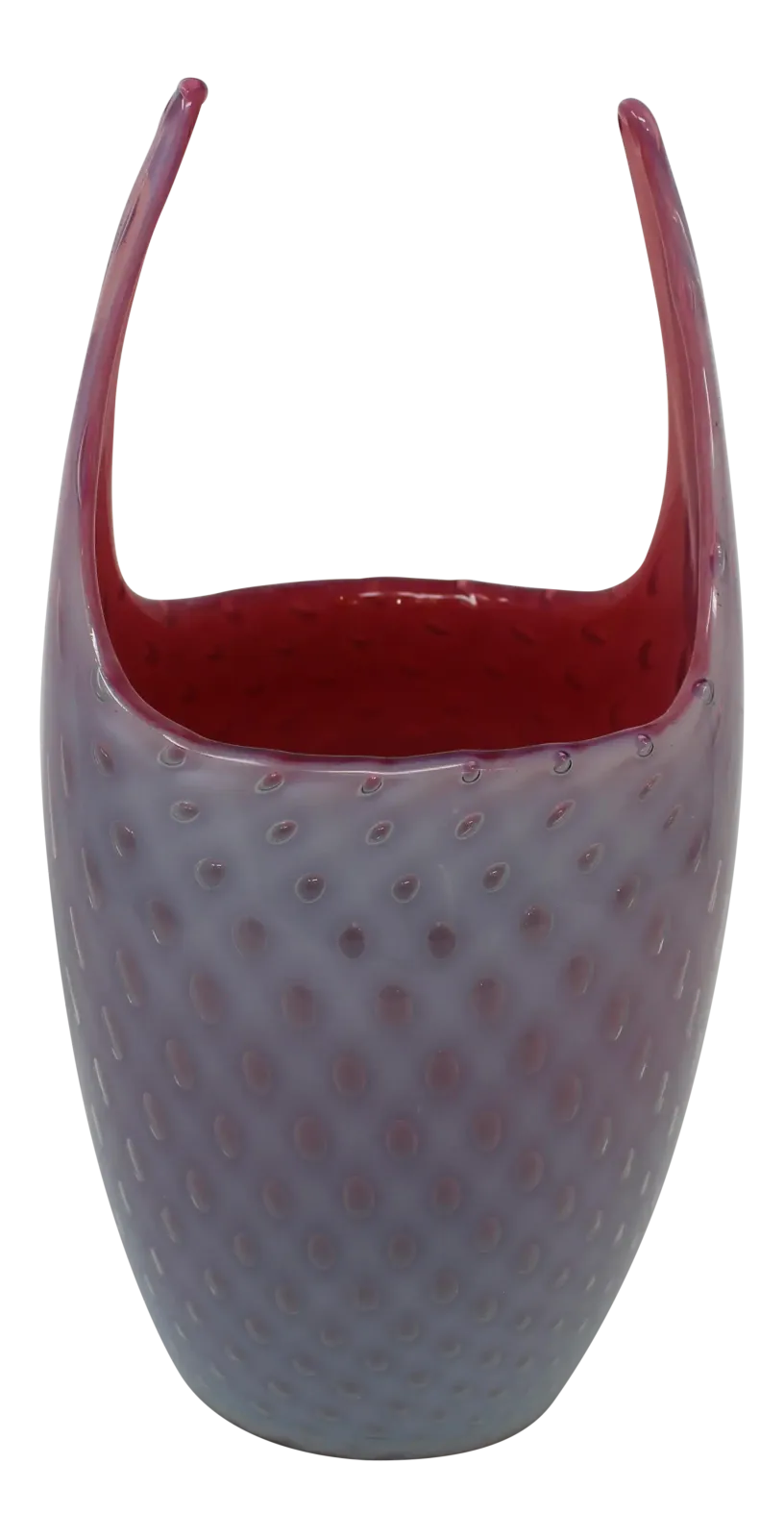Murano Glass Vase In Pink Bullicante
