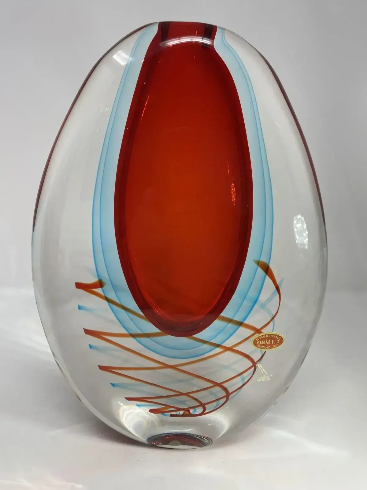 "Vaso Spirale" Murano Glass Sommerso Vase photo for sale