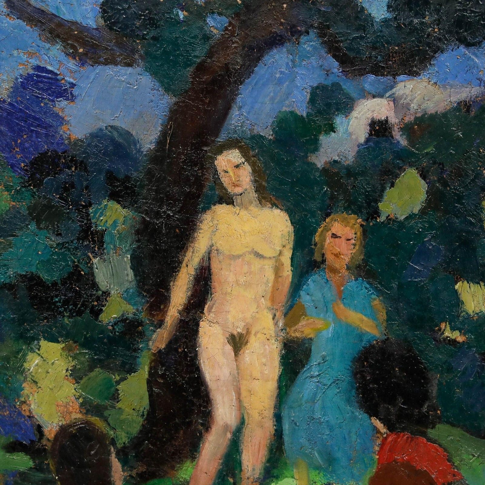 Georges Joubin (1888 1983)   Mid 20th Century Oil, Standing Nude In Garden photo Art