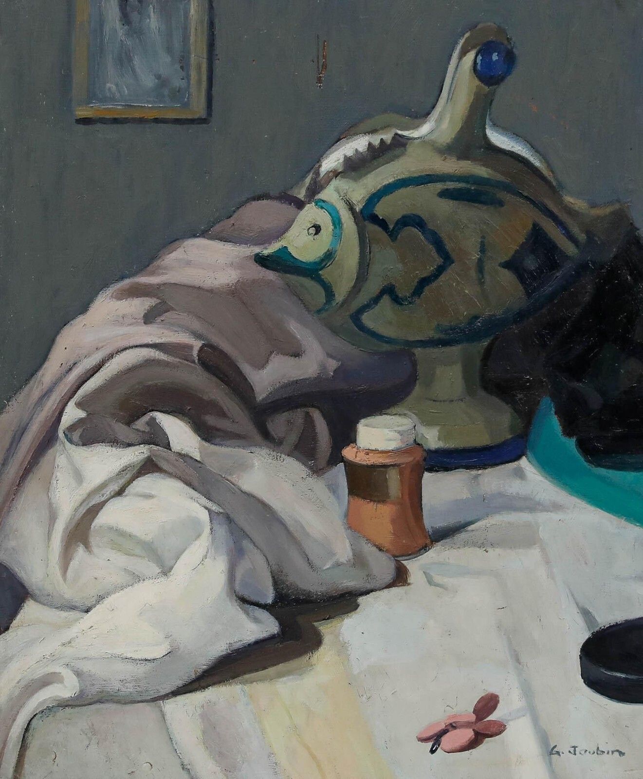 Georges Joubin (1888 1983)   Mid 20th Century Oil, Tabletop Still Life photo furniture