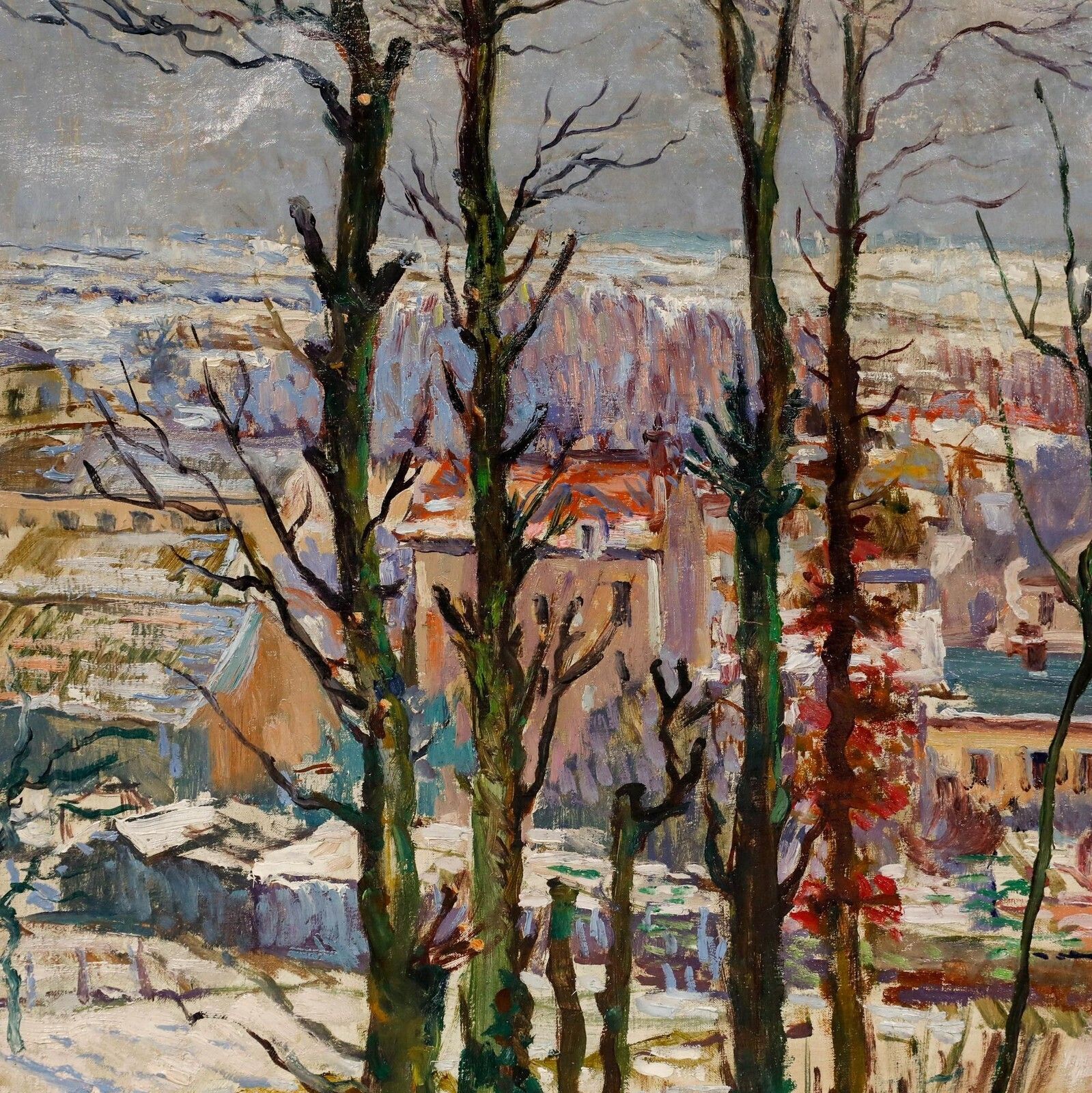 B.A. Andry   Mid 20th Century Oil, City From The Hill photo Art