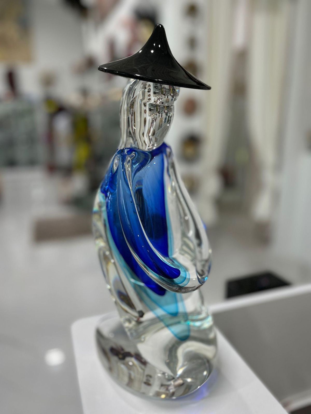 Giant Murano Glass Chinese Figurine In Sommerso photo for sale
