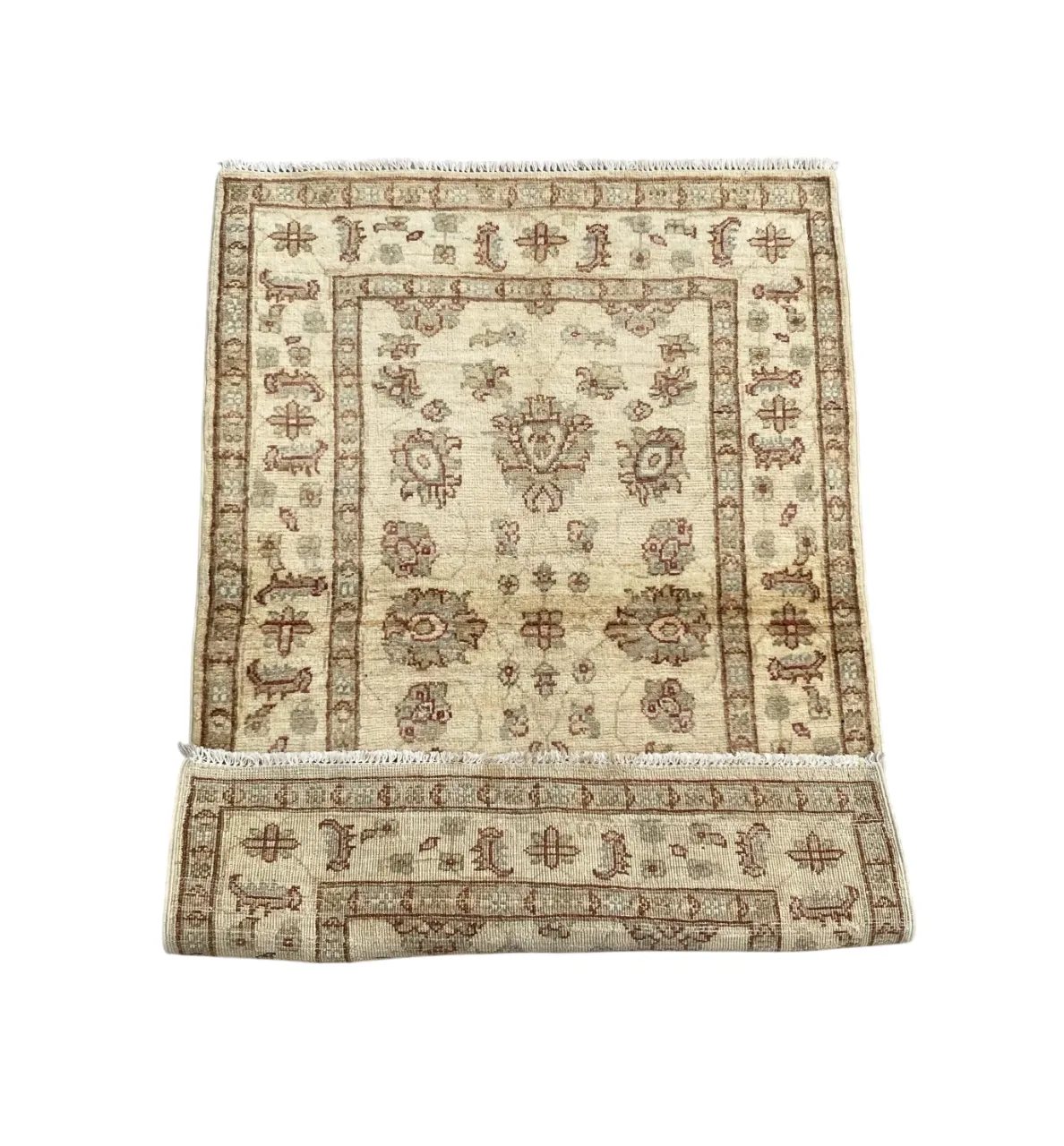3x4 Oriental Hand Knotted Indian Agra Ivory Rug photo for sale