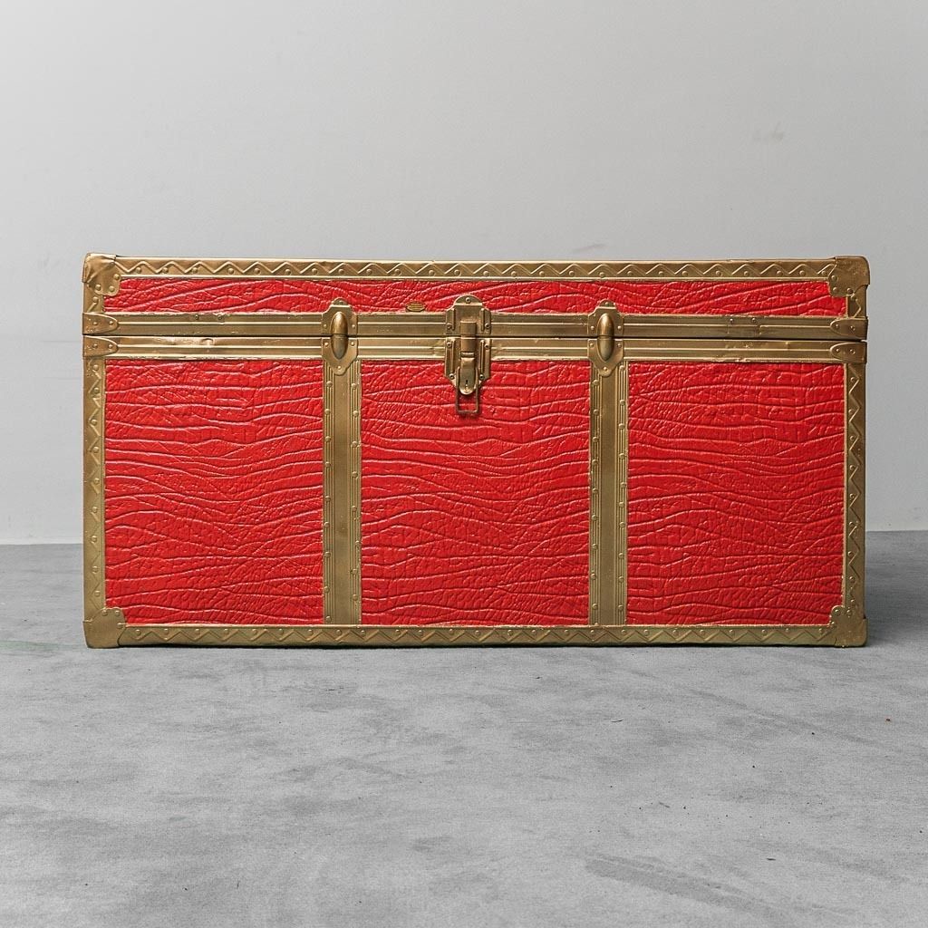 Vintage Metal Case With Red Leather Covering From The 1950s photo Home Decor