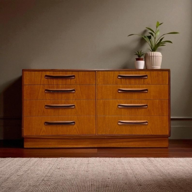 Teak Gplan Fresco 8 Drawer Wide Double Chest Sideboard