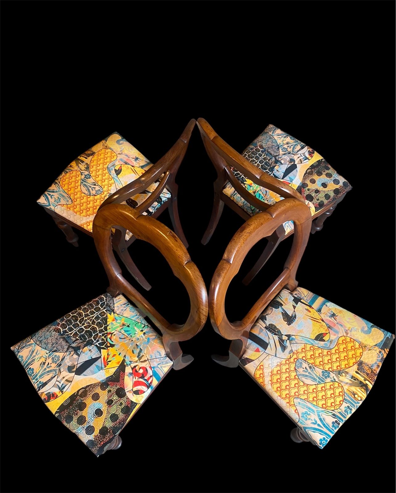 English 19th Century Balloon Back Dining Chairs X4 photo for sale