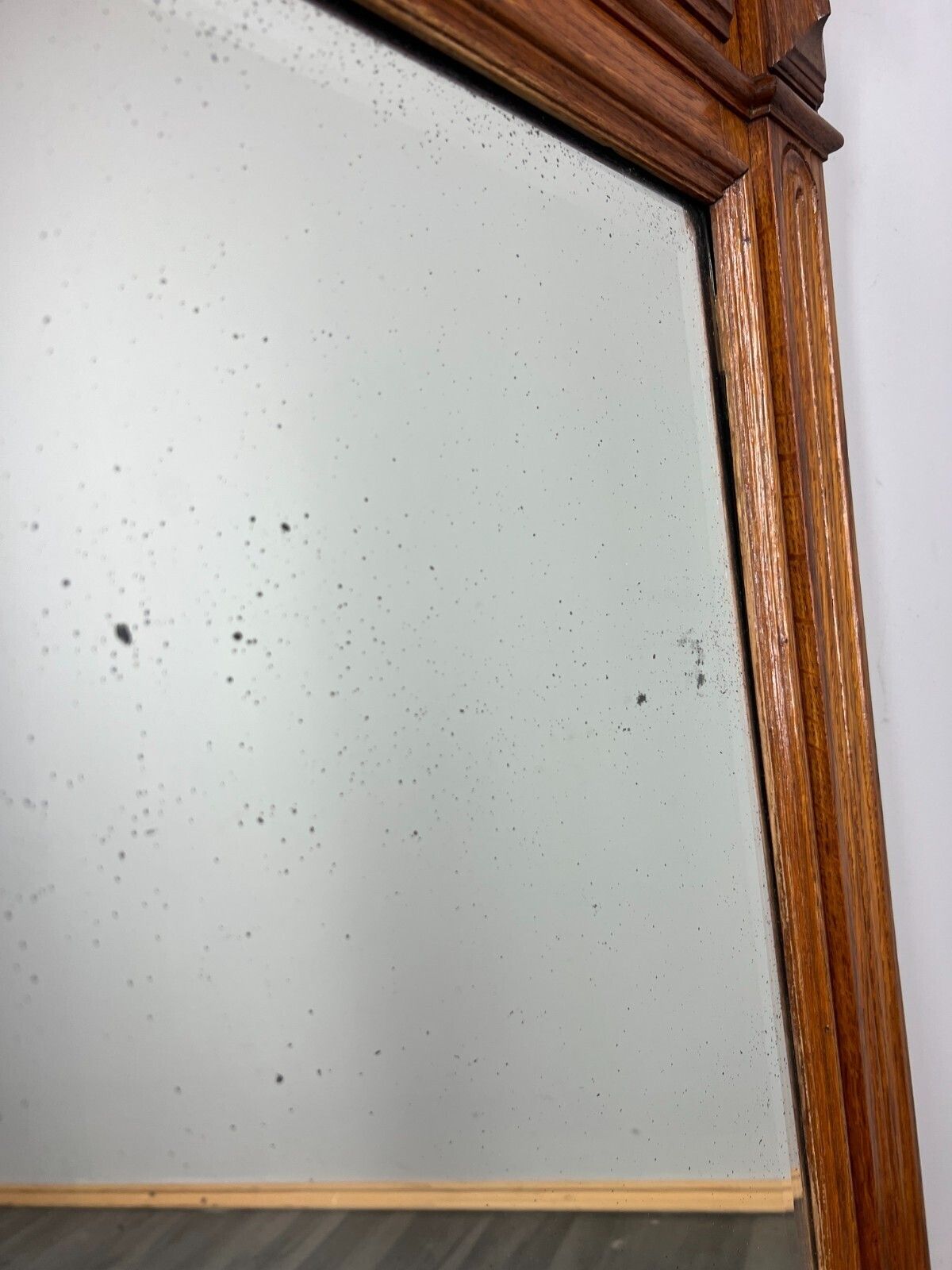 Antique French Style Carved Wall Mirror Oak Ornate Wall Frame photo vintage
