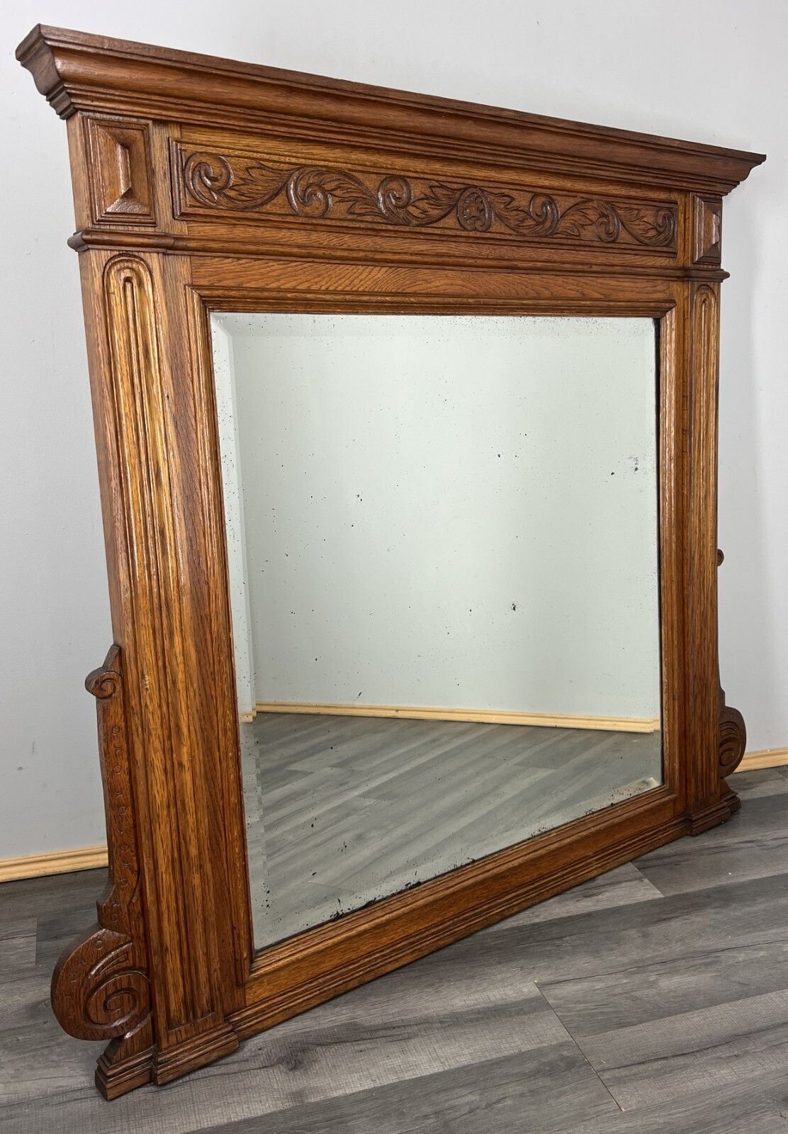 Home Decor Antique French Style Carved Wall Mirror Oak Ornate Wall Frame photo