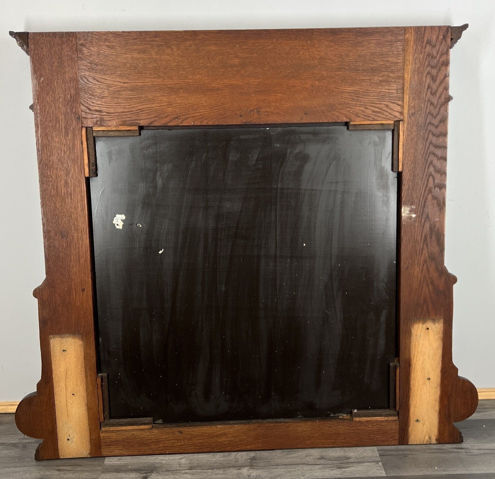 189.0 Antique French Style Carved Wall Mirror Oak Ornate Wall Frame photo