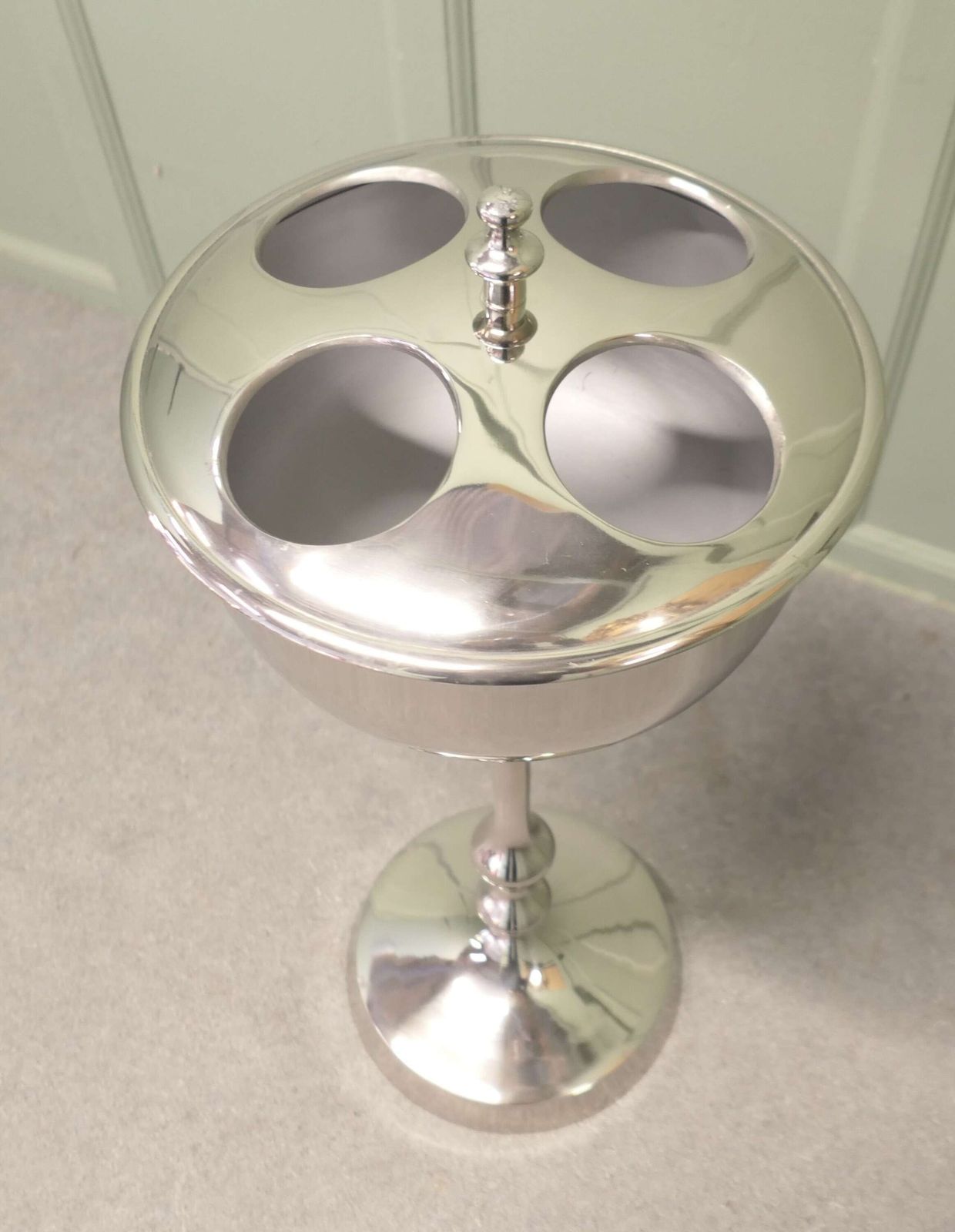 Mid Century Floor Standing Chrome Champaign Ice Bucket photo Home Decor