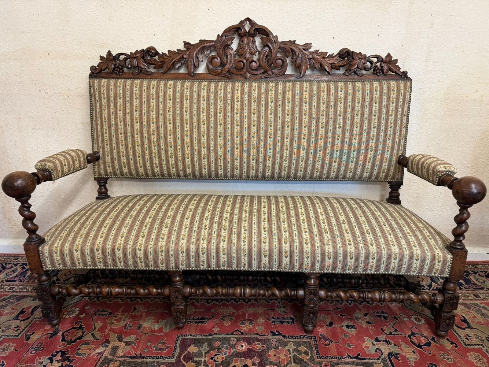 Quality Antique French Carved Oak Settee And Two Matching Armchairs Circa 1900 photo buy