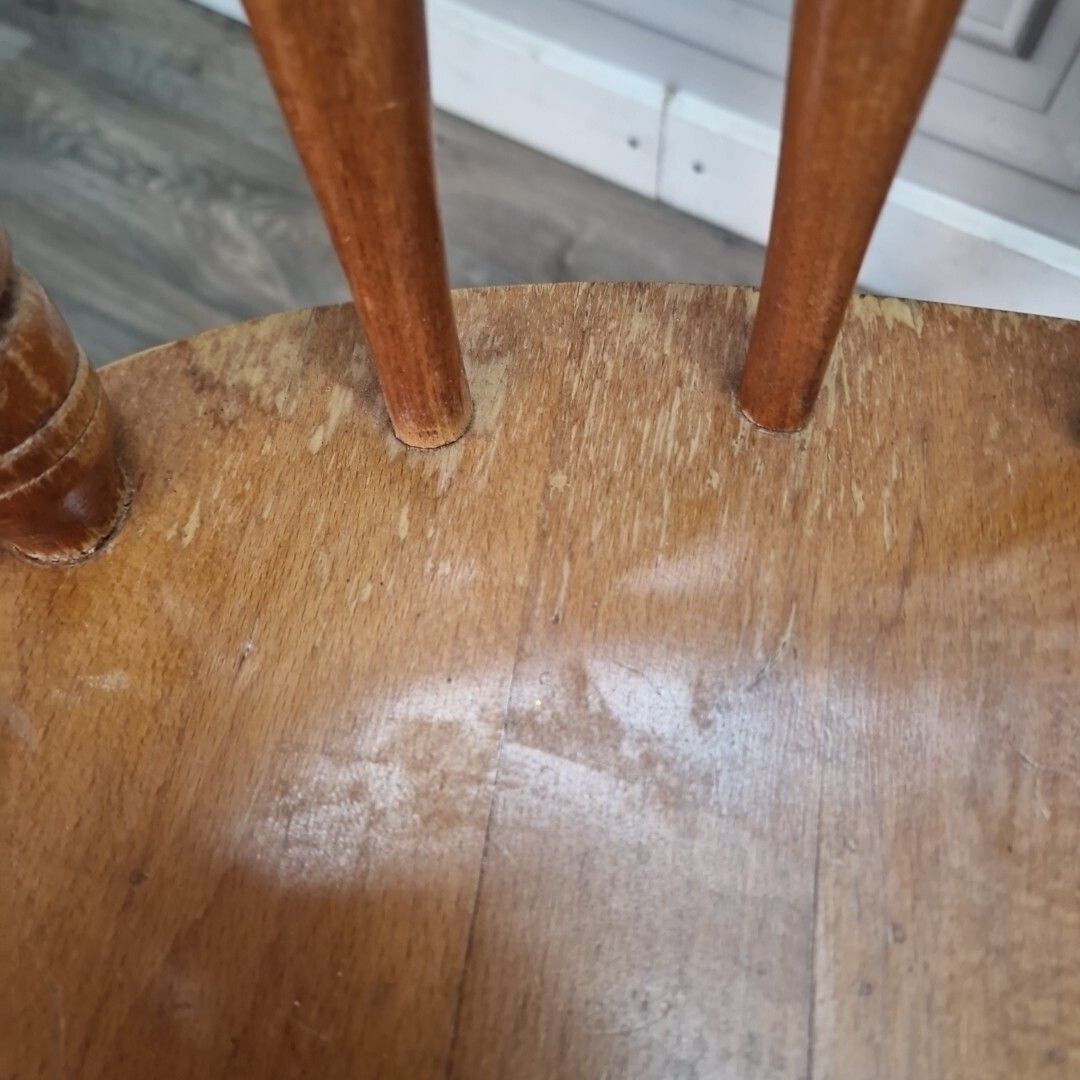 Vintage Dining Chairs Farmhouse Spindle Back – Pair Carved & Turned Wood Retro photo Furniture
