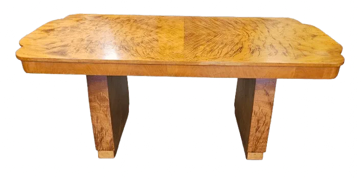 Art Deco Dining Table With Cloud Shape Ends And Tiger Wood Grain Finish photo 2450.0