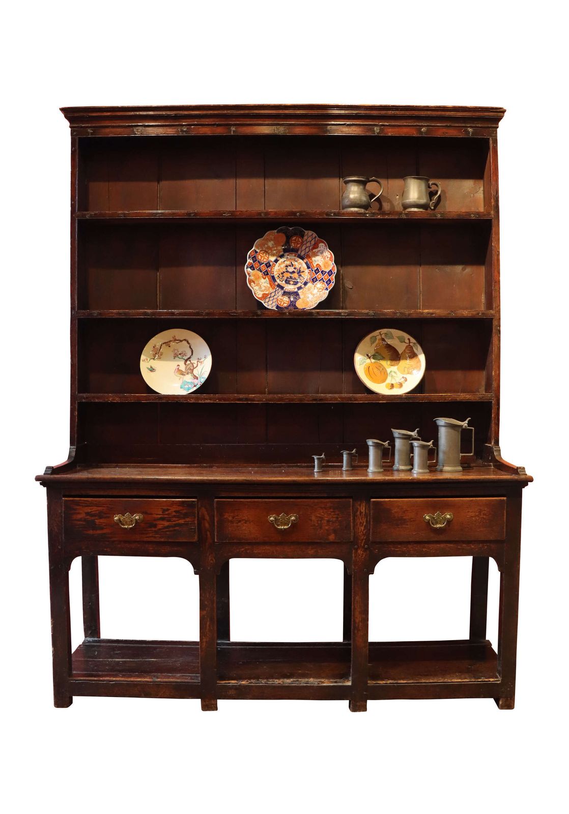 A Fine 18th Century Oak Pot Board Welsh Dresser, Retaining Its Original Rack photo for sale