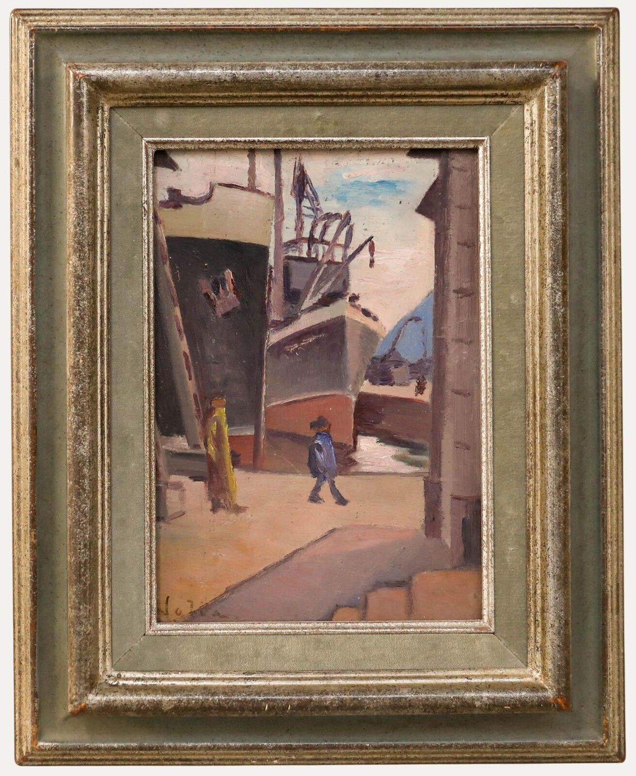 Nolia   Framed 20th Century Oil, A Walk In The Harbour