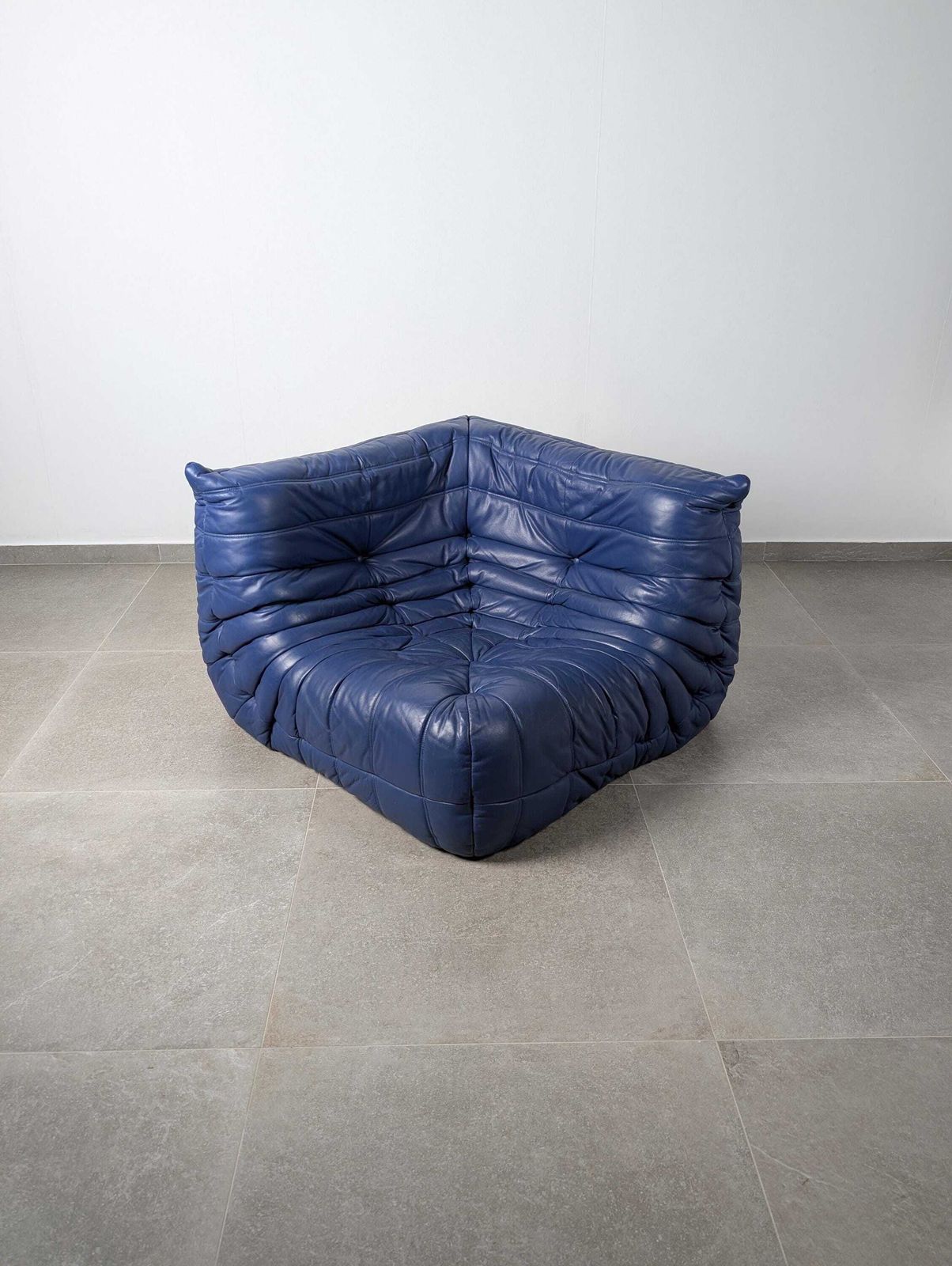photo for sale Michel Ducaroy Ligne Roset Togo Corner Sofa, French Blue Leather, 1980s