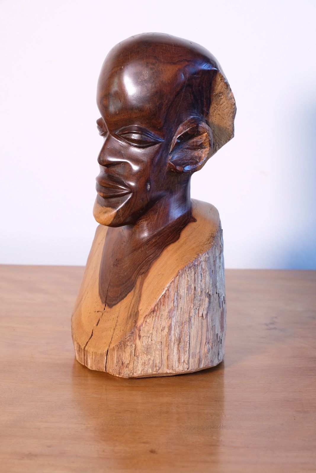 Hand Carved Makonde Wood Bust – East African Tribal Sculpture photo for sale