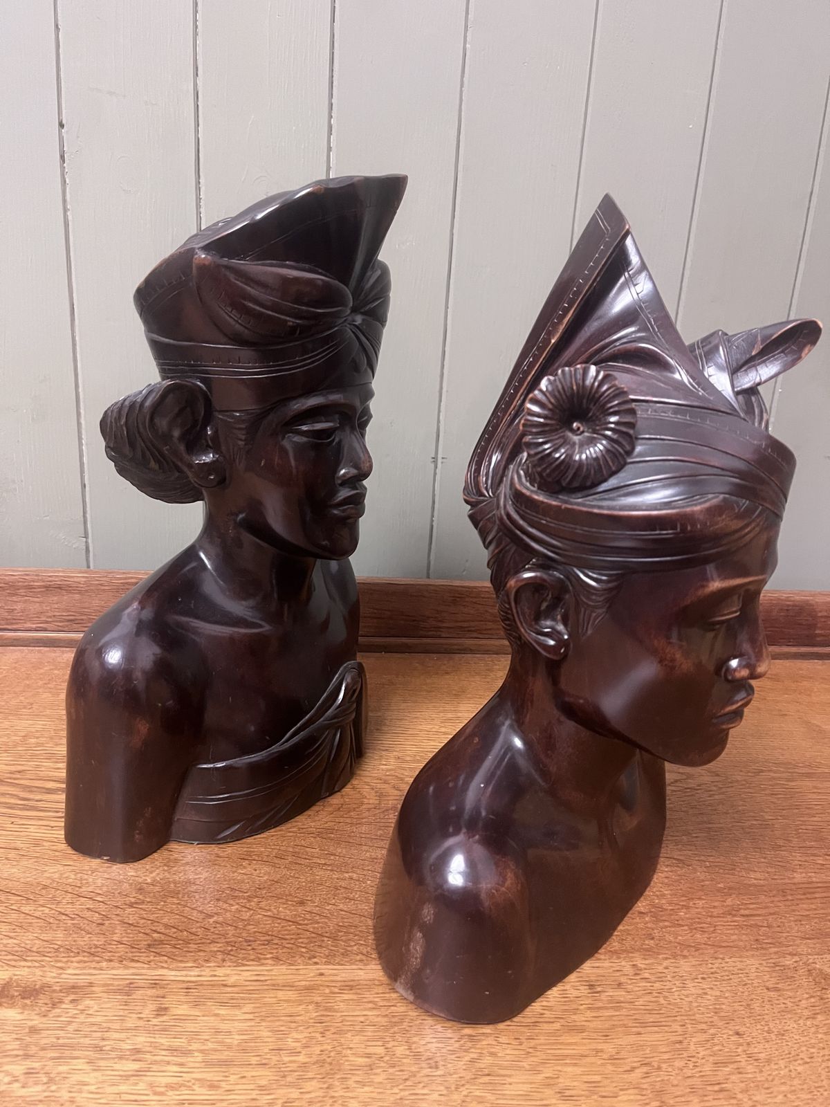 Original 1920s Art Deco Indonesian Balinese Pair Of Hand Carved Figures photo furniture