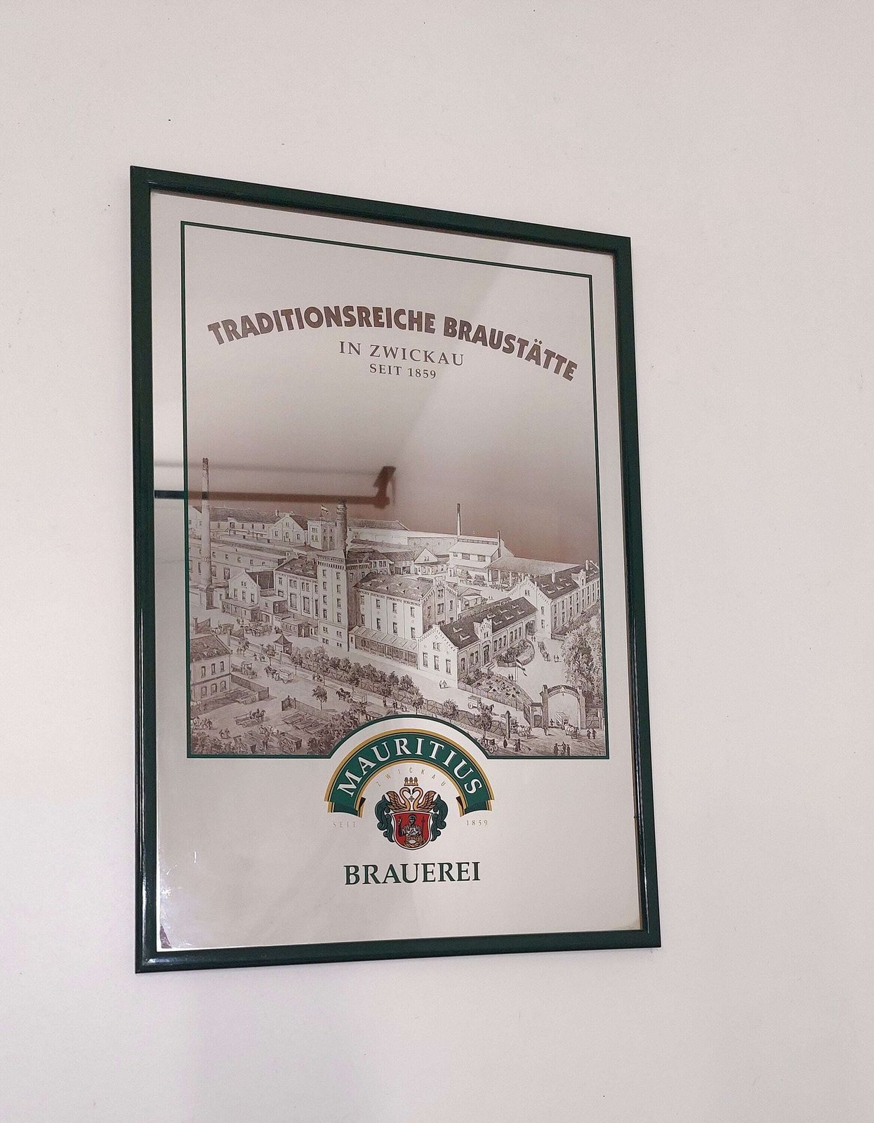 Brewery Sign/ Advertising Mirror Mauritius Brewery Zwickau photo furniture