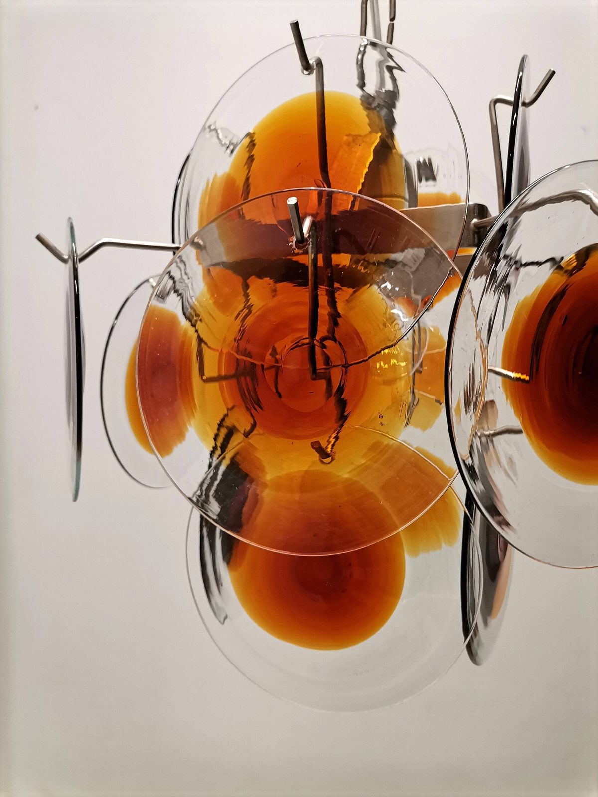 Vintage Murano Disc Chandelier With 16 Glass Discs /For Mazzega / Space Age / 1960s Italy / Mid Century Modern photo 1056.0